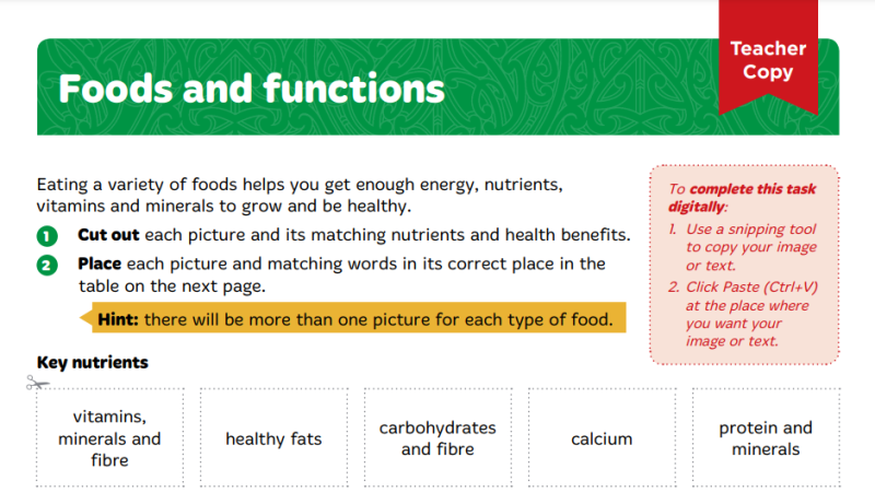 Food Functions Teacher copy Y8 L2